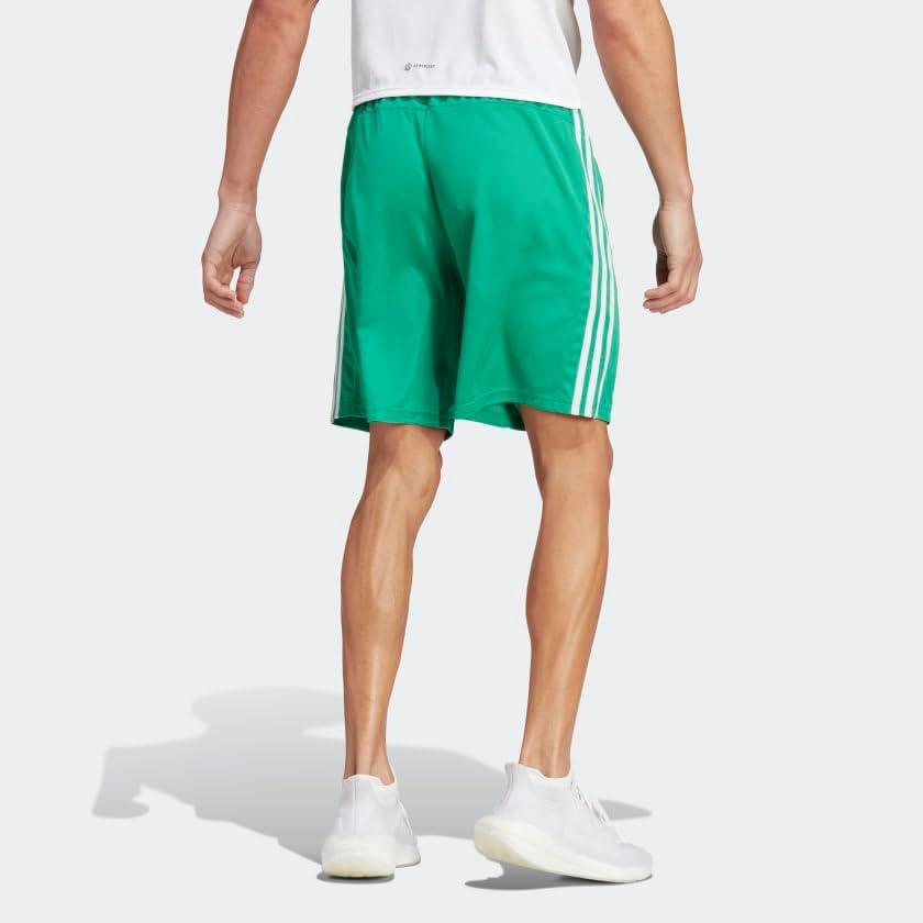 imageadidas Mens Train Essentials Piqu 3Stripes ShortsCourt Green White