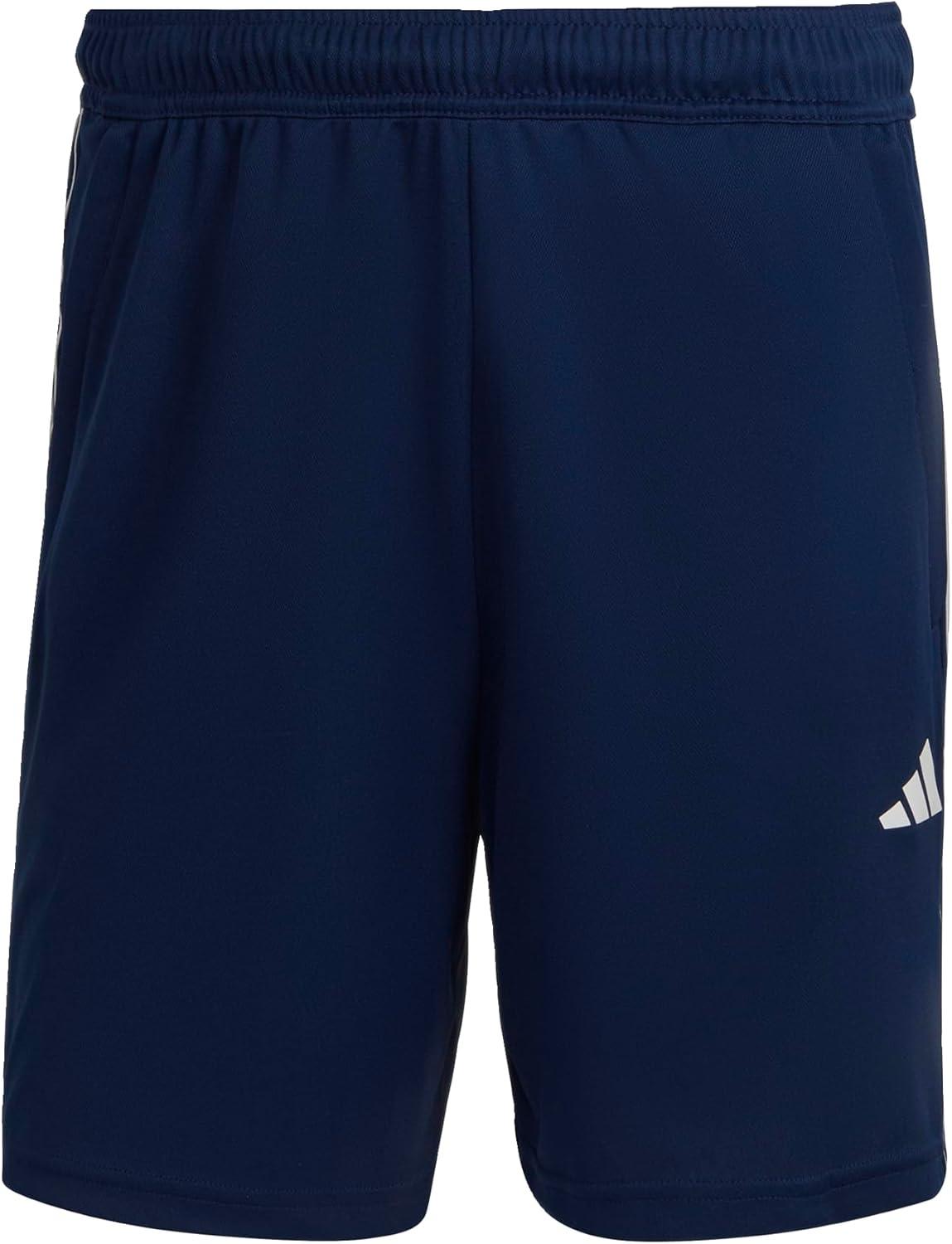 imageadidas Mens Train Essentials Piqu 3Stripes ShortsDark BlueWhiteDark Blue