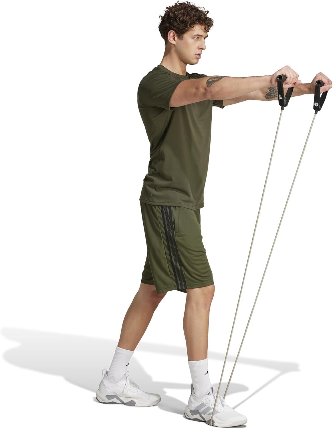 imageadidas Mens Train Essentials Piqu 3Stripes ShortsNight CargoBlack