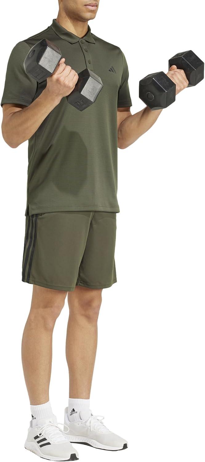 imageadidas Mens Train Essentials Piqu 3Stripes ShortsShadow OliveBlack