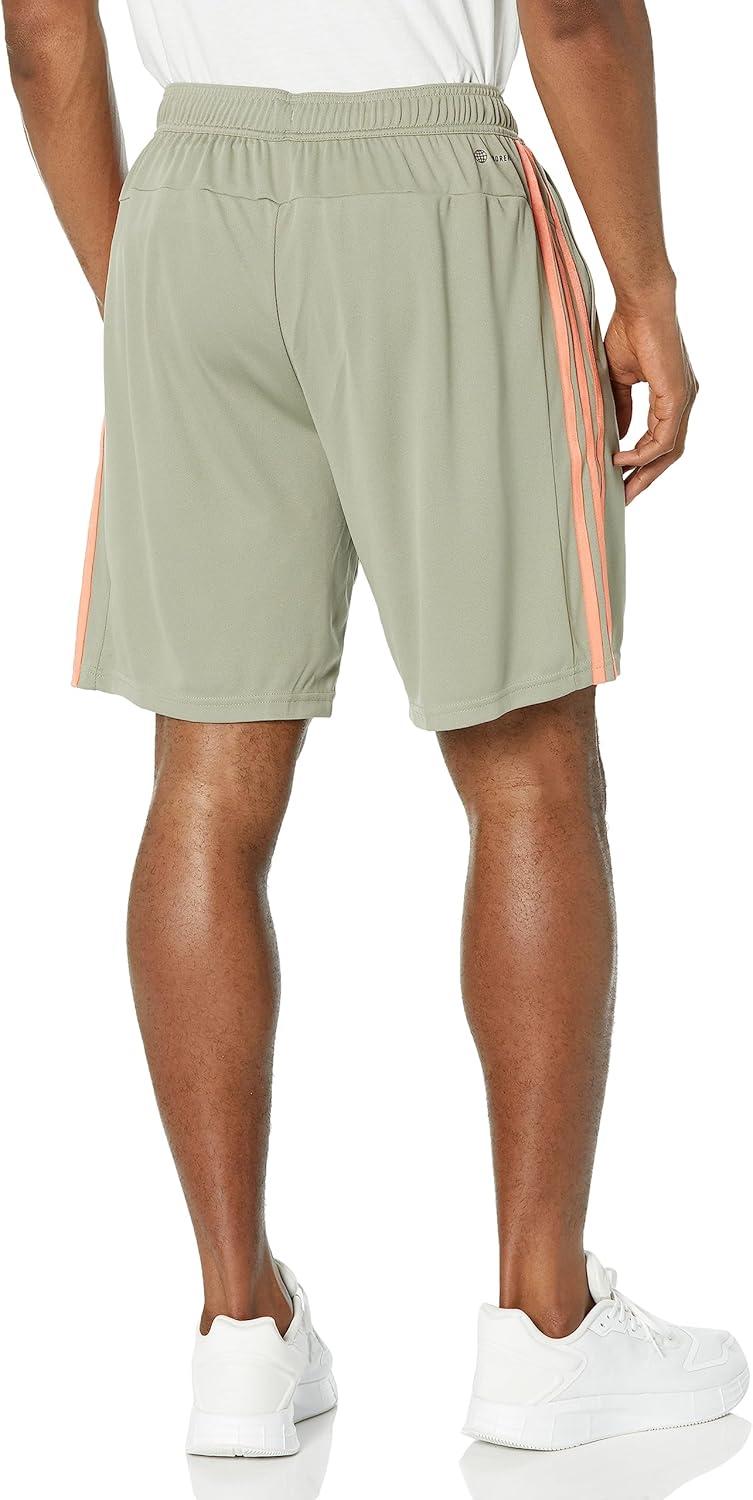 imageadidas Mens Train Essentials Piqu 3Stripes ShortsSilver PebbleCoral Fusion