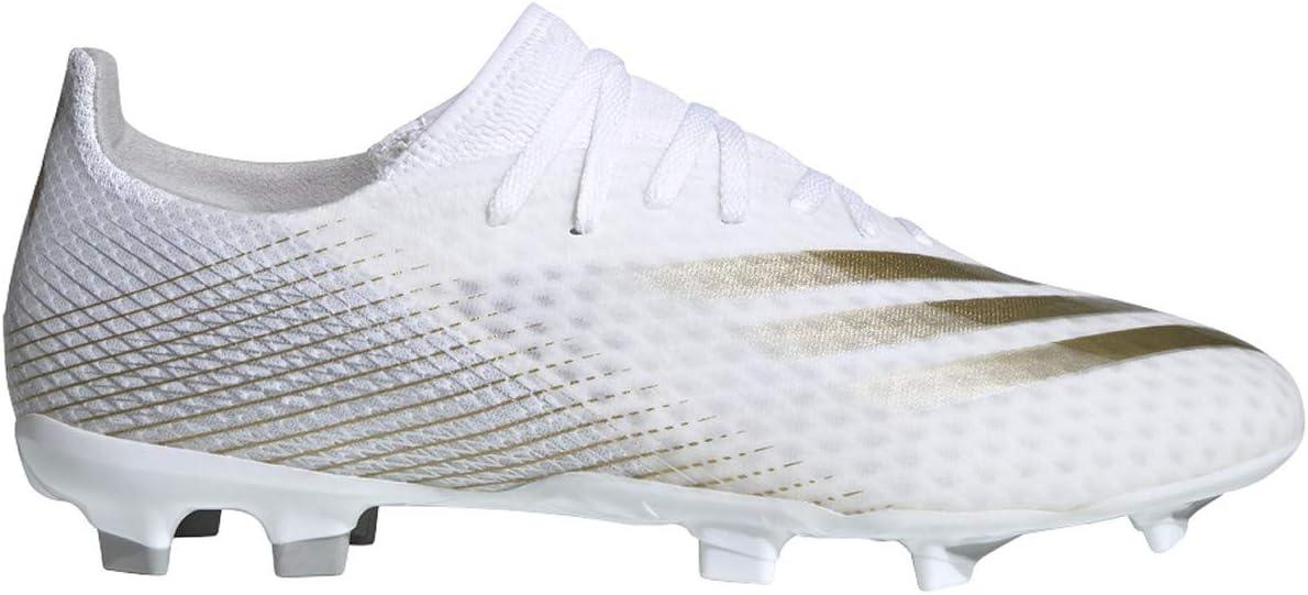 imageadidas Mens X GHOSTED3 Soccer ShoeWhiteMetallicgold MelangeSilver Metallicfirm Ground