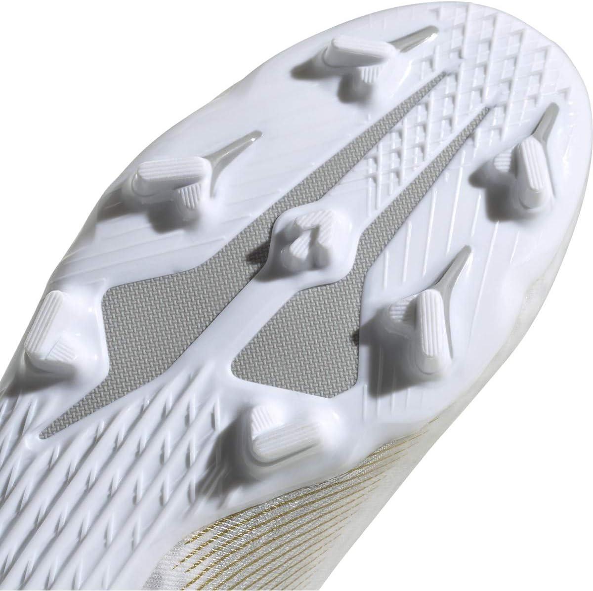 imageadidas Mens X GHOSTED3 Soccer ShoeWhiteMetallicgold MelangeSilver Metallicfirm Ground