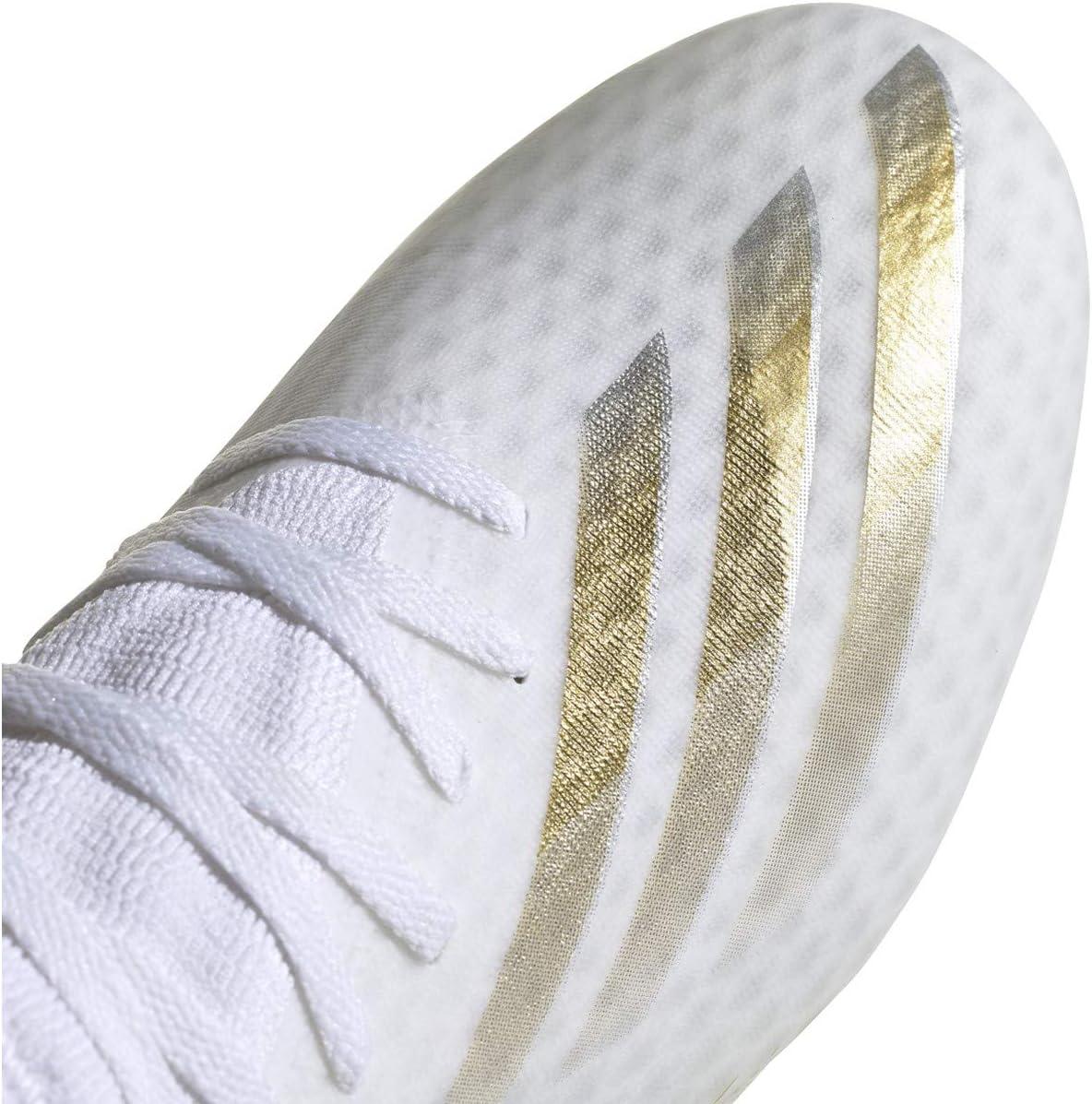 imageadidas Mens X GHOSTED3 Soccer ShoeWhiteMetallicgold MelangeSilver Metallicfirm Ground