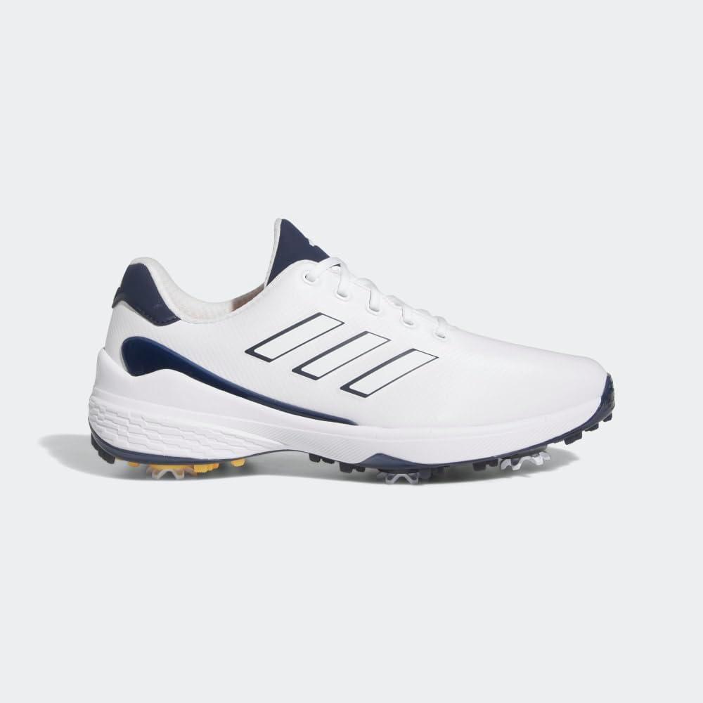 imageadidas Mens ZG23 Golf ShoeFtwr WhiteCollegiate NavySolar Gold