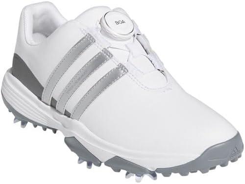 imageadidas UnisexChild Tour360 24 Boa Golf ShoesFootwear WhiteSilver MetallicIron Metallic
