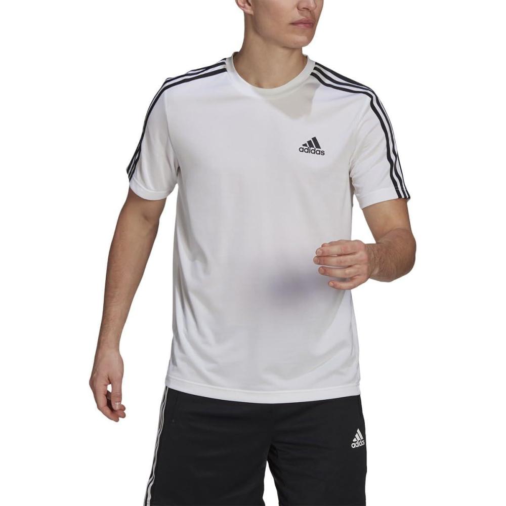 imageadidas Mens Aeroready 3Stripes TeeWhiteBlack