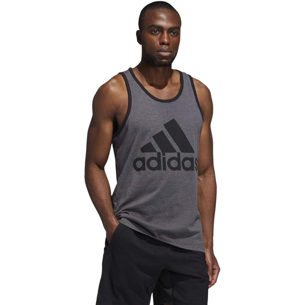 imageadidas Mens Badge of Sport Classic TankDark Grey HeatherBlack