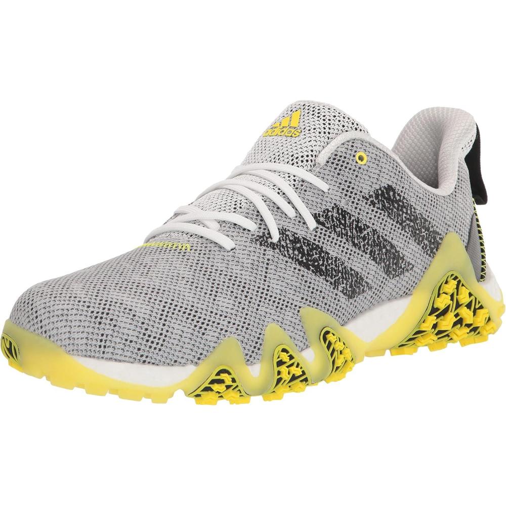 imageadidas Mens Codechaos 22 Spikeless Golf Golf Sneakers Shoes Silver WhiteFootwear WhiteCore BlackBeam Yellow