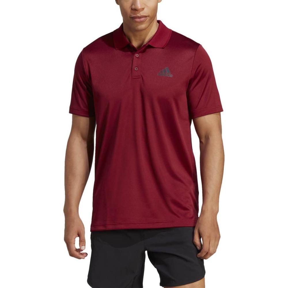 imageadidas Mens Designed to Move 3Stripes Polo ShirtCollegiate BurgundyBlack