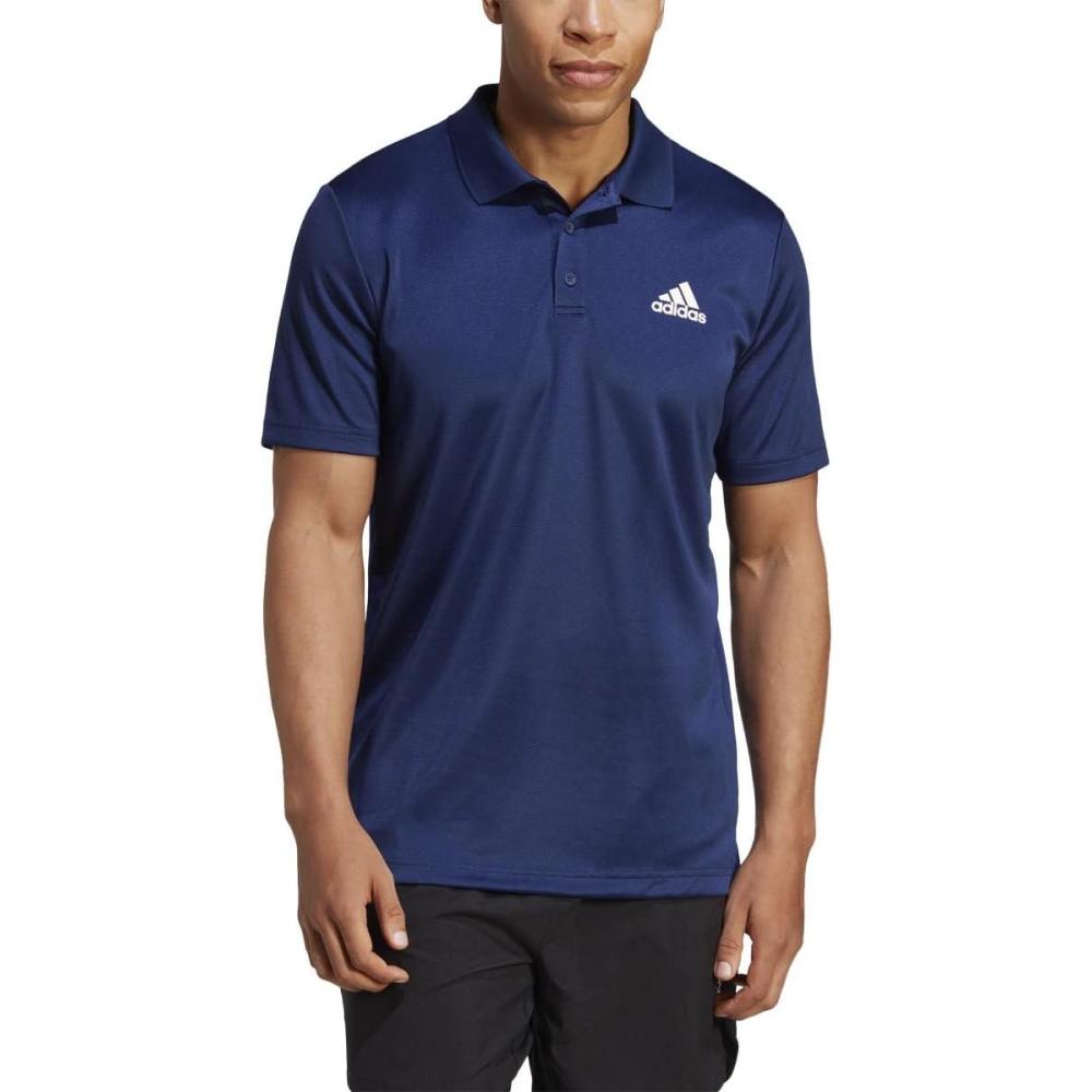 imageadidas Mens Designed to Move 3Stripes Polo ShirtDark BlueWhite