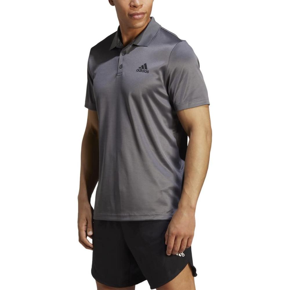 imageadidas Mens Designed to Move 3Stripes Polo ShirtGreyBlack