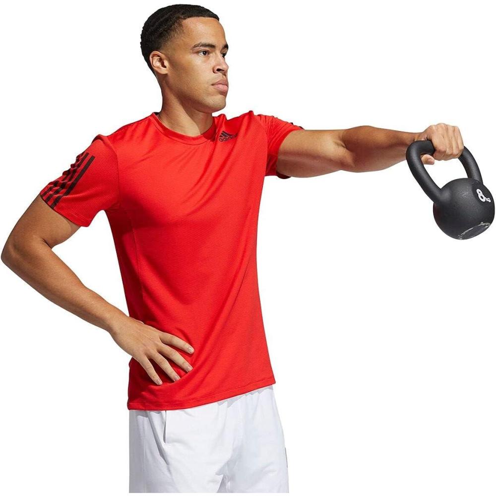 imageadidas Mens Primeblue Designed 2 Move 3Stripes TeeVivid Red