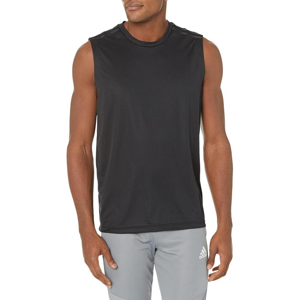 imageadidas Mens Standard Aeroready Designed 2 Move Sport 3Stripes Tank TopBlack