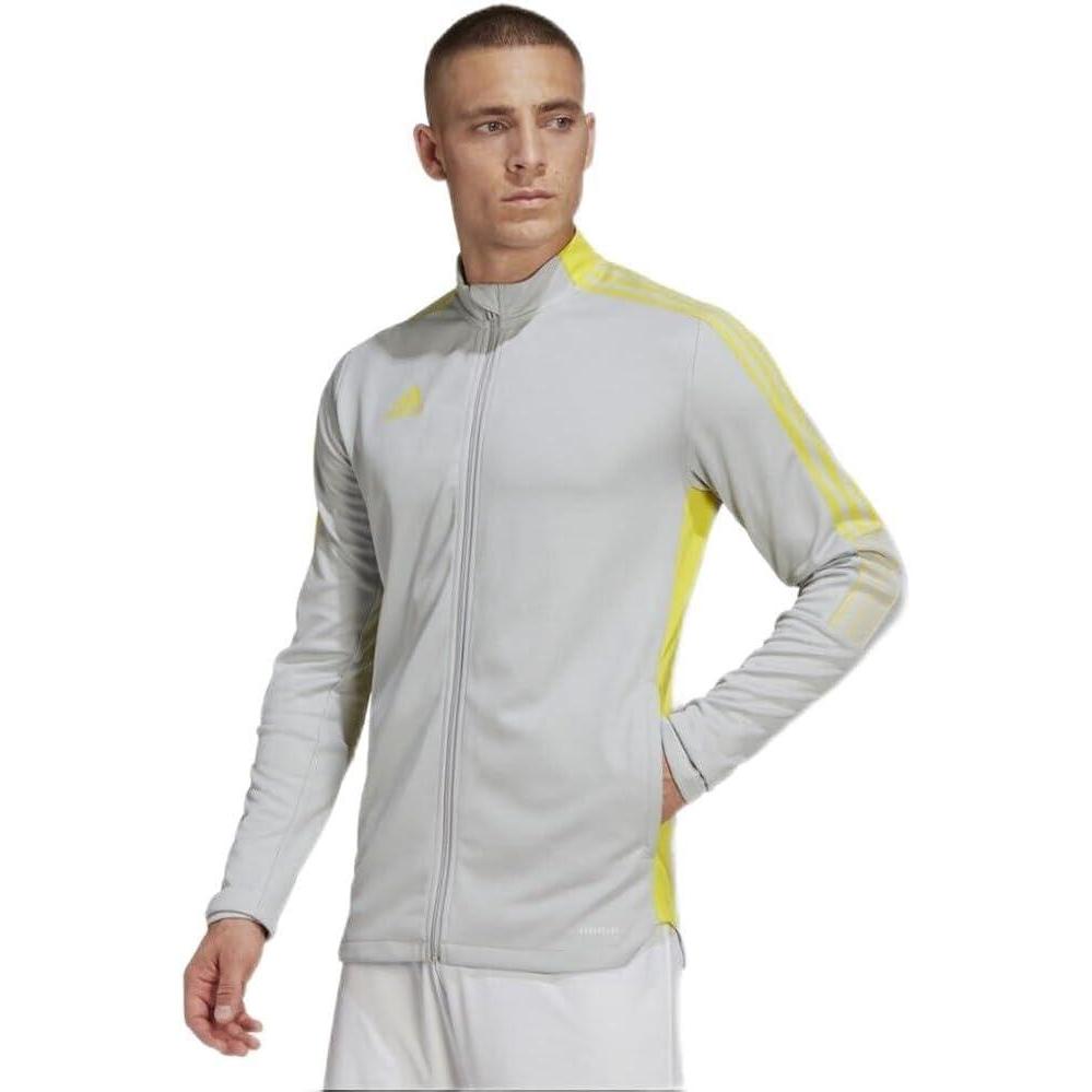 imageadidas Mens Tiro 21 Track JacketTeam Light GreyBright Yellow