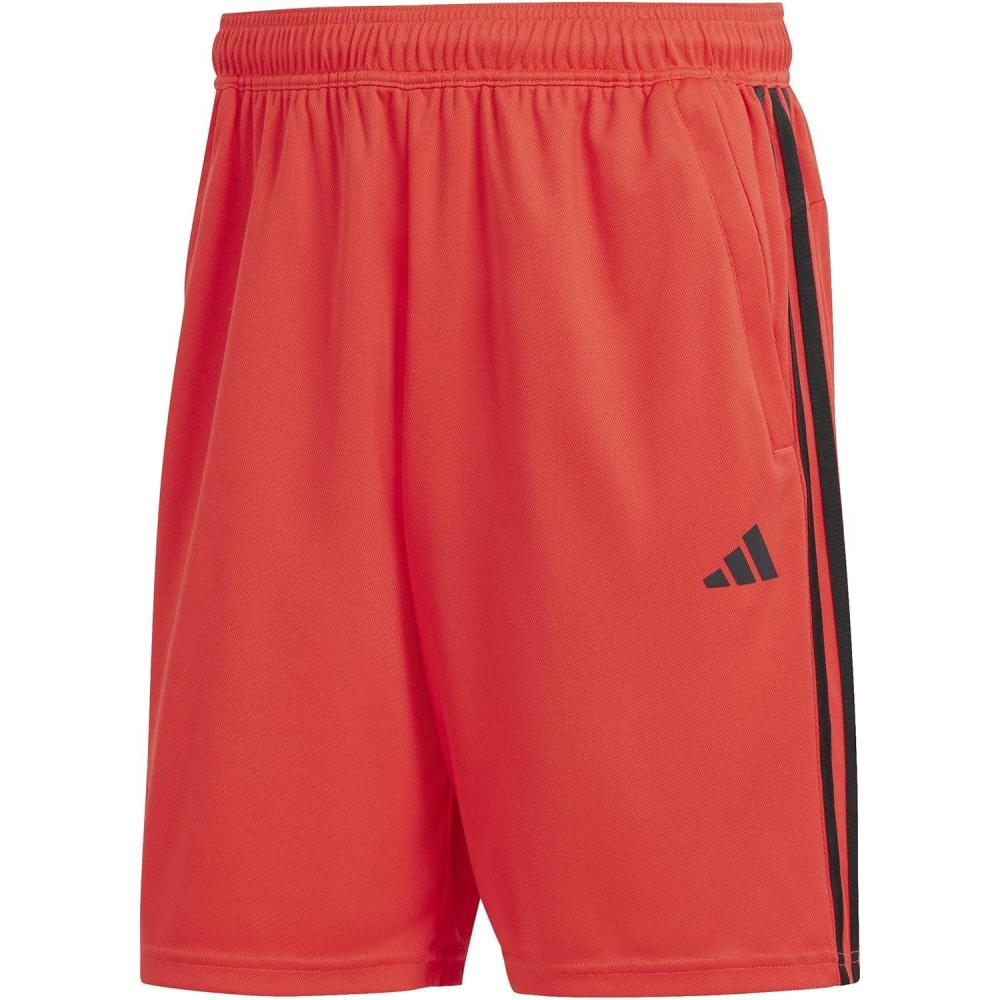 imageadidas Mens Train Essentials Piqu 3Stripes ShortsBright RedBlack