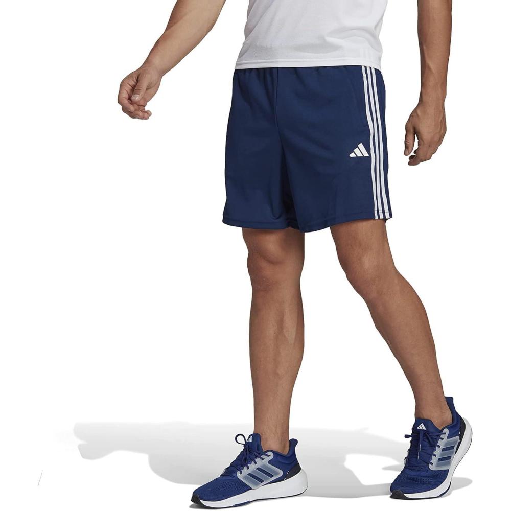 imageadidas Mens Train Essentials Piqu 3Stripes ShortsDark BlueWhiteDark Blue
