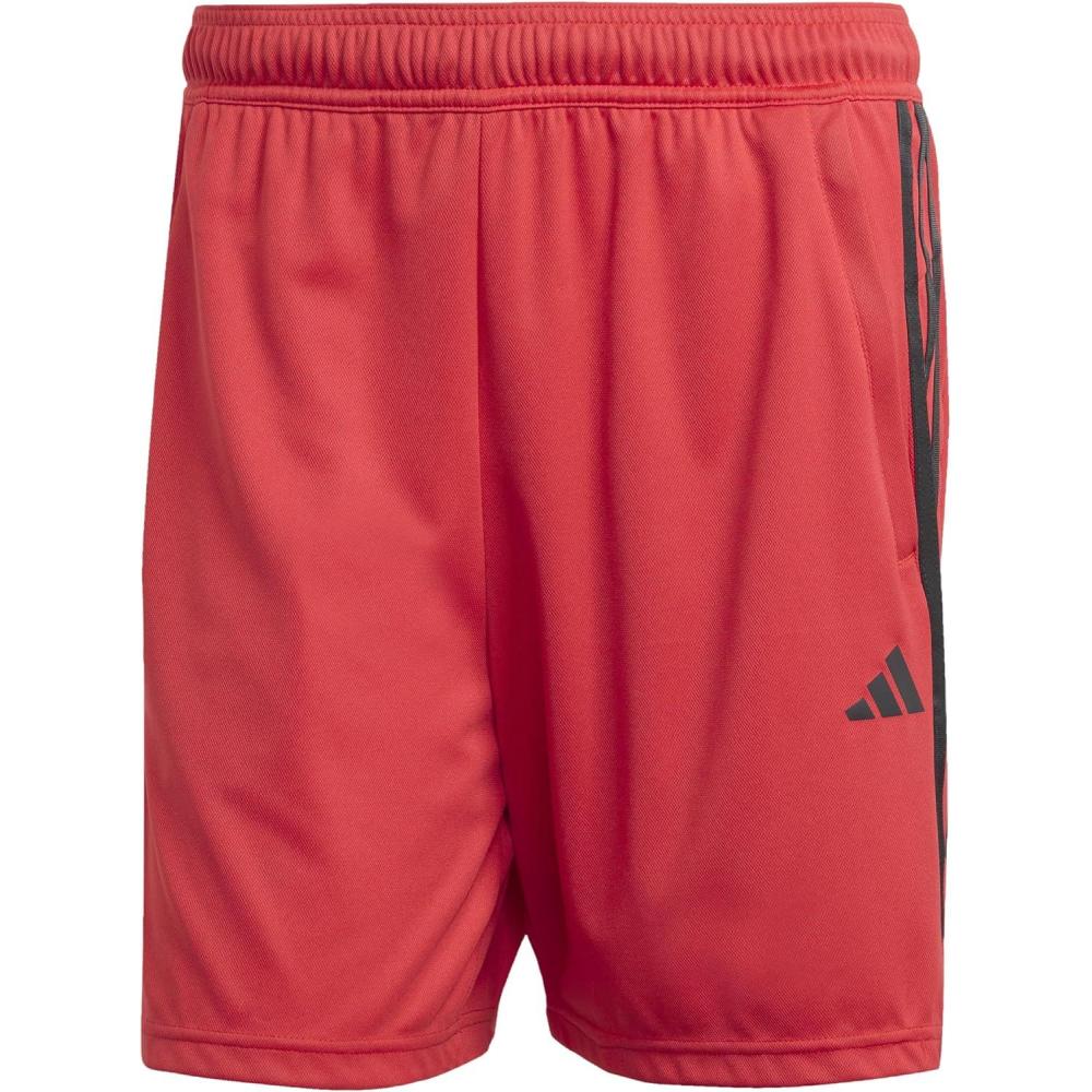 imageadidas Mens Train Essentials Piqu 3Stripes ShortsPure RubyBlack