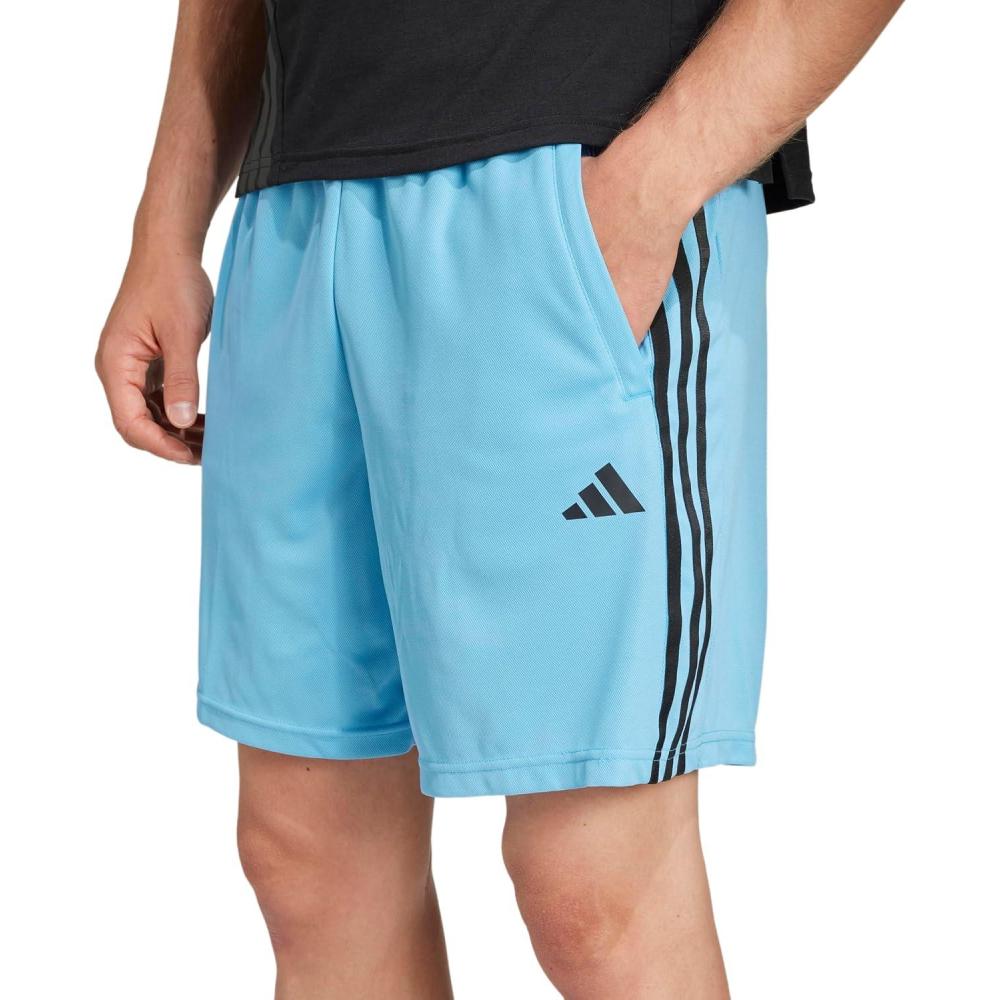 imageadidas Mens Train Essentials Piqu 3Stripes ShortsSemi Blue BurstBlack