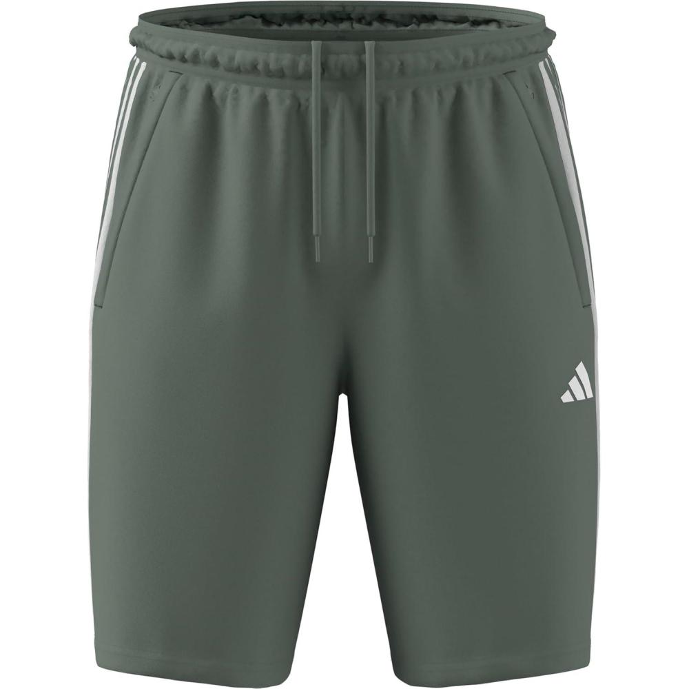 imageadidas Mens Train Essentials Piqu 3Stripes ShortsSilver GreenWhite