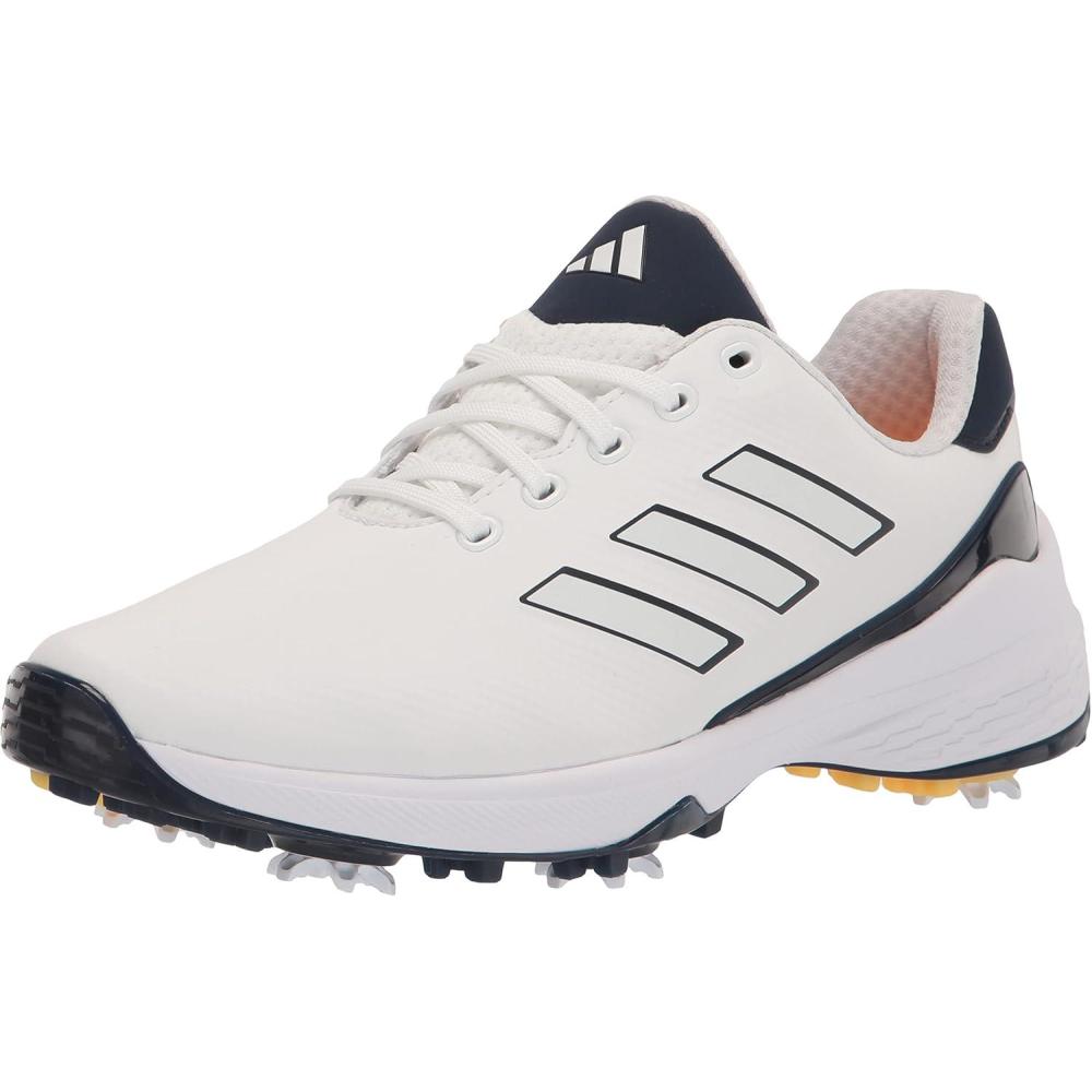 imageadidas Mens ZG23 Golf ShoeFtwr WhiteCollegiate NavySolar Gold