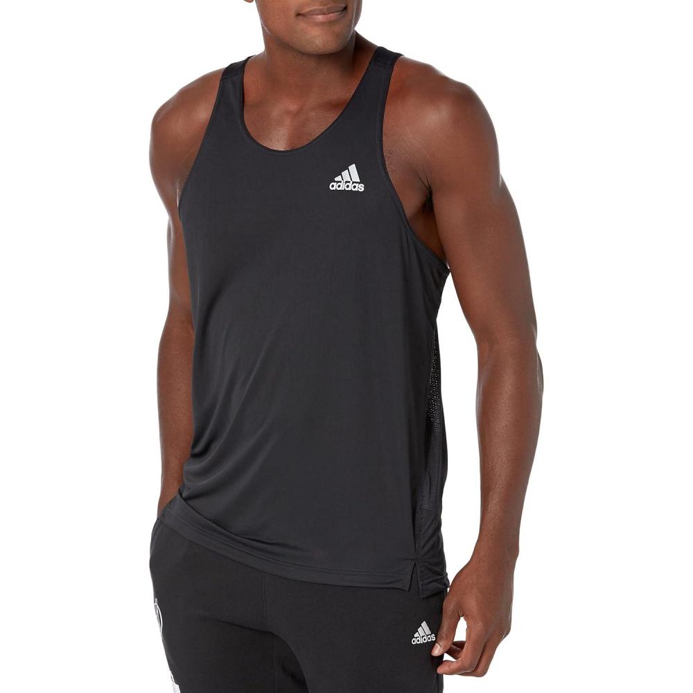 imageadidas Originals Mens Own The Run Singlet BlackReflective Silver Medium