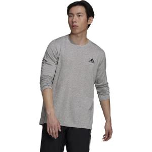 adidas Men’s Aeroready Designed 2 Move Feelready Sport Long Sleeve Tee(Medium Grey Heather/Black)