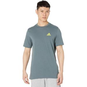 adidas Men’s Aeroready Designed 2 Move Feelready Sport Tee(Blue Oxide/Acid Yellow)