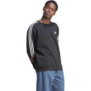 adidas Men’s Essentials 3-Stripes Fleece Sweatshirt(Black)