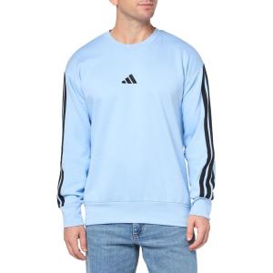 adidas Men’s Essentials 3-Stripes Fleece Sweatshirt(Blue/Black)