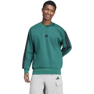 adidas Men’s Essentials 3-Stripes Fleece Sweatshirt(Collegiate Green/Black)