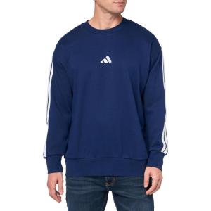 adidas Men’s Essentials 3-Stripes Fleece Sweatshirt(Dark Blue/White)