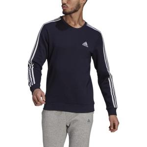 adidas Men’s Essentials 3-Stripes Fleece Sweatshirt(Ink/White)