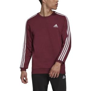 adidas Men’s Essentials 3-Stripes Fleece Sweatshirt(Victory Crimson/White)