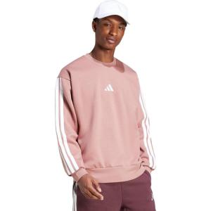adidas Men’s Essentials 3-Stripes Fleece Sweatshirt(Warm Clay/White)