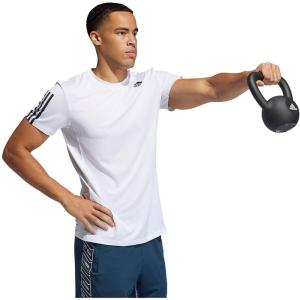 adidas Mens Primeblue Designed 2 Move 3-Stripes Tee(White)