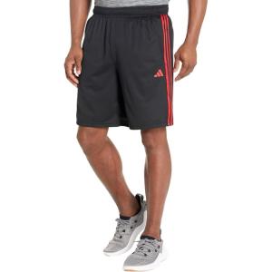 adidas Men’s Train Essentials Piqué 3-Stripes Shorts(Black/Better Scarlet)
