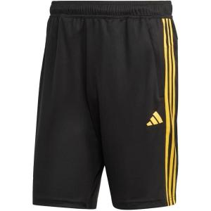 adidas Men’s Train Essentials Piqué 3-Stripes Shorts(Black/Bold Gold)