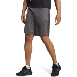 adidas Men’s Train Essentials Piqué 3-Stripes Shorts(Grey/Black)