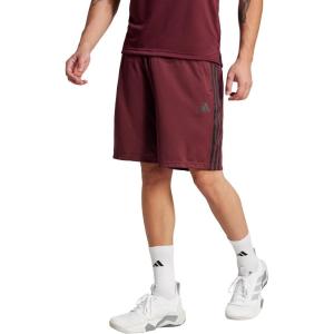 adidas Men’s Train Essentials Piqué 3-Stripes Shorts(Maroon/Black)