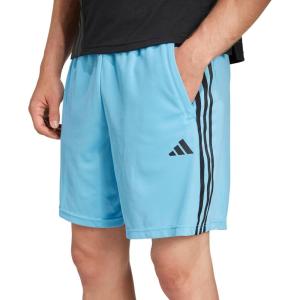 adidas Men’s Train Essentials Piqué 3-Stripes Shorts(Semi Blue Burst/Black)