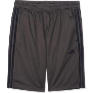 adidas Men’s Train Essentials Piqué 3-Stripes Shorts(Shadow Olive/Black)