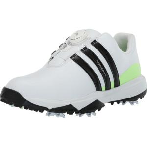adidas Unisex-Child Tour360 24 Boa Golf Shoes(Footwear White/Core Black/Green Spark)