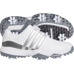 adidas Unisex-Child Tour360 24 Boa Golf Shoes(Footwear White/Silver Metallic/Iron Metallic)