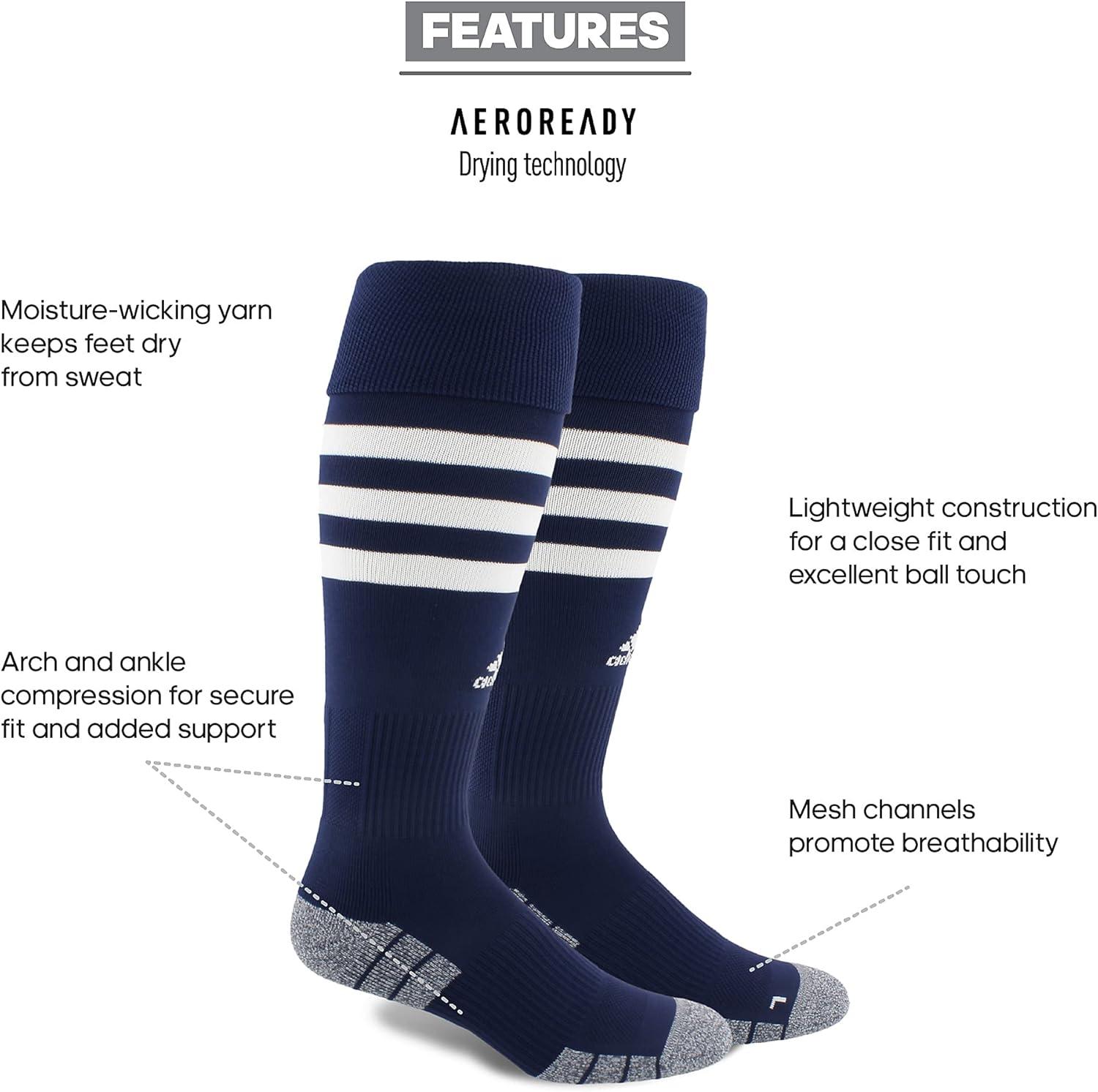 imageadidas 3Stripe Hoop Soccer Socks 1Pair with Arch Compression for a Secure FitTeam Navy BlueWhite