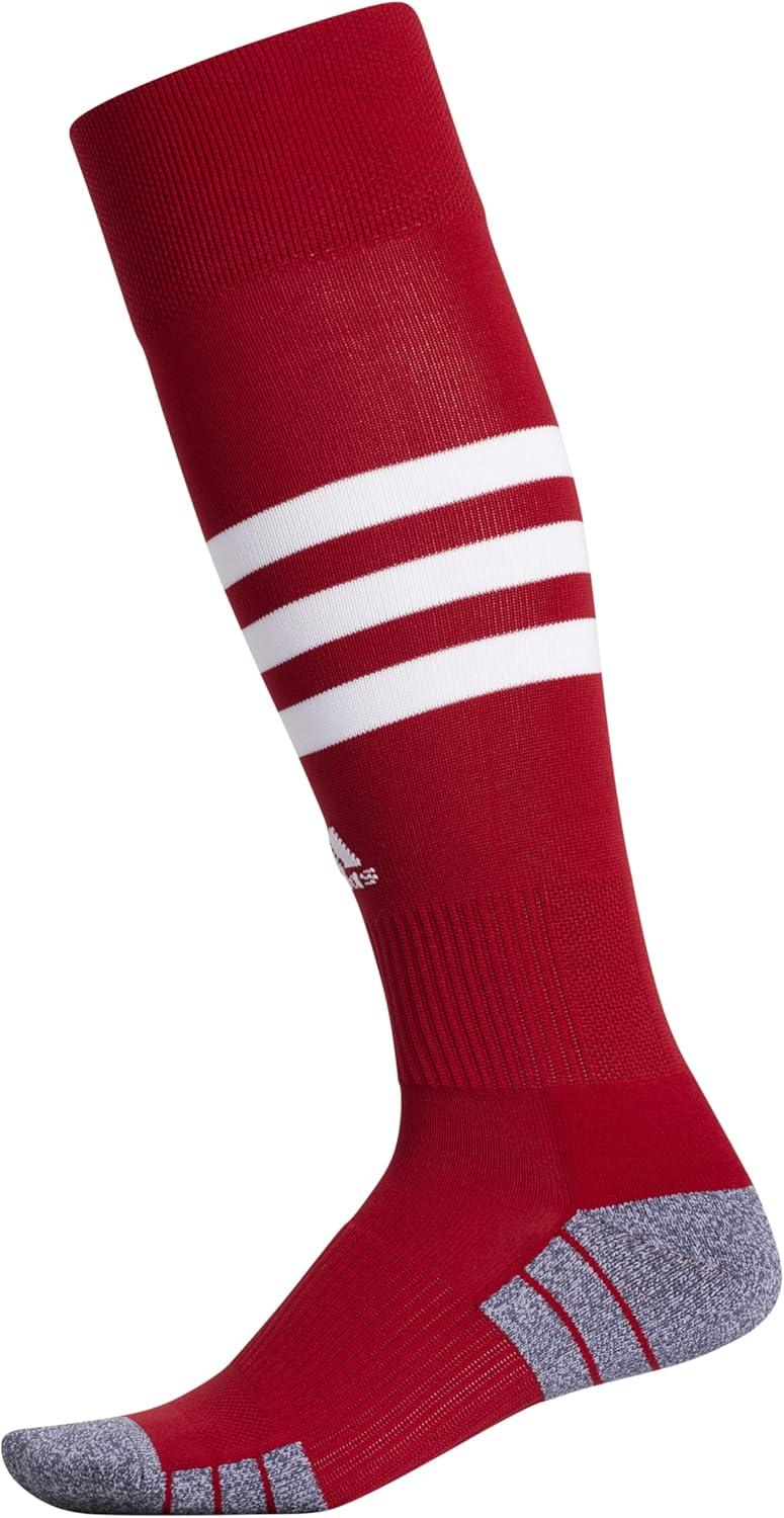 imageadidas 3Stripe Hoop Soccer Socks 1Pair with Arch Compression for a Secure FitTeam Power RedWhite