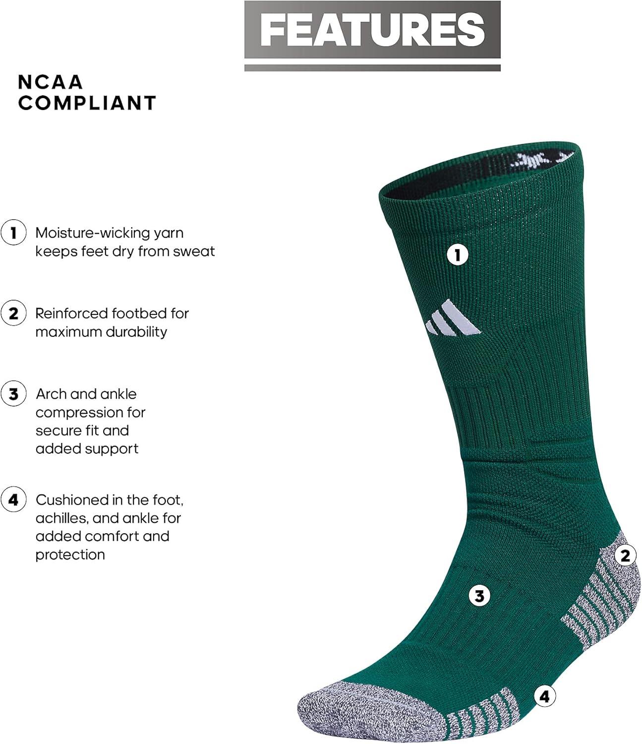 imageadidas 5Star Football Crew Socks for Mens and Womens Sports Soccer Volleyball 1PackDark GreenWhite20