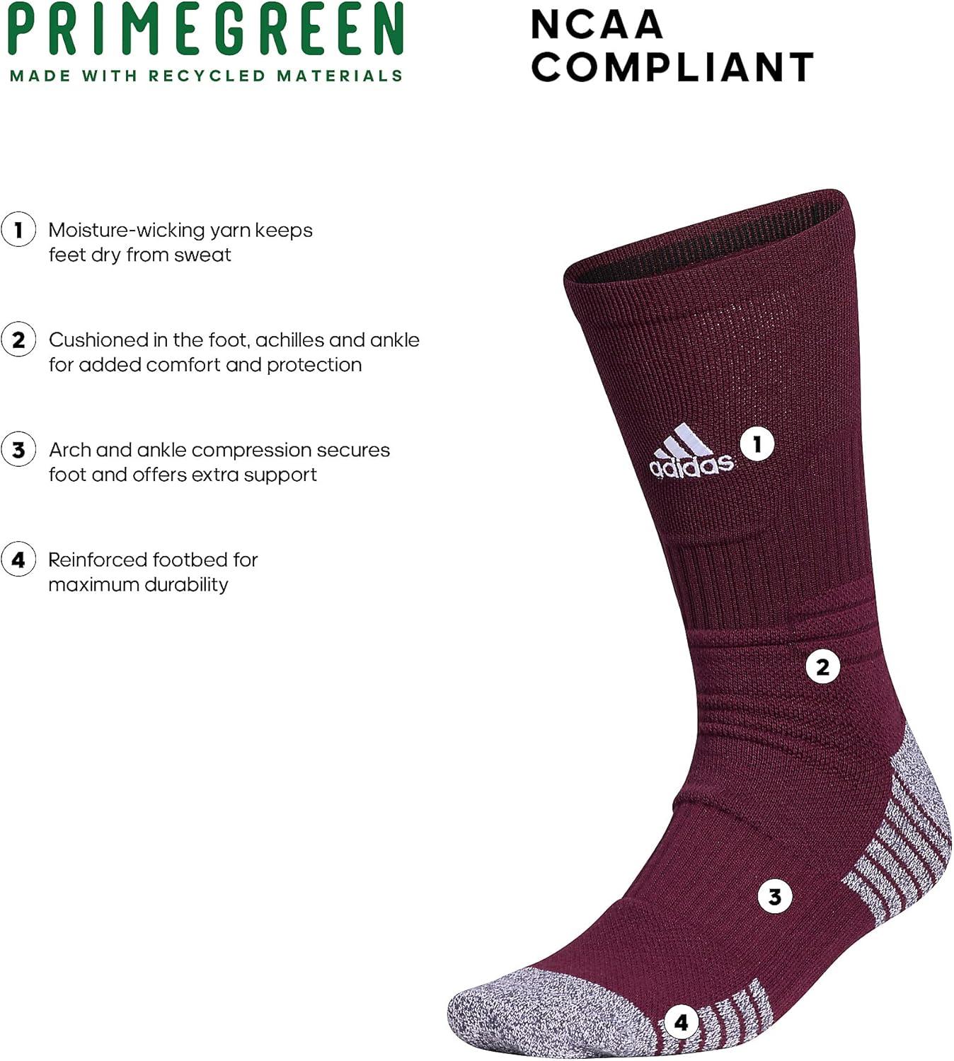 imageadidas 5Star Football Crew Socks for Mens and Womens Sports Soccer Volleyball 1PackMaroonWhite