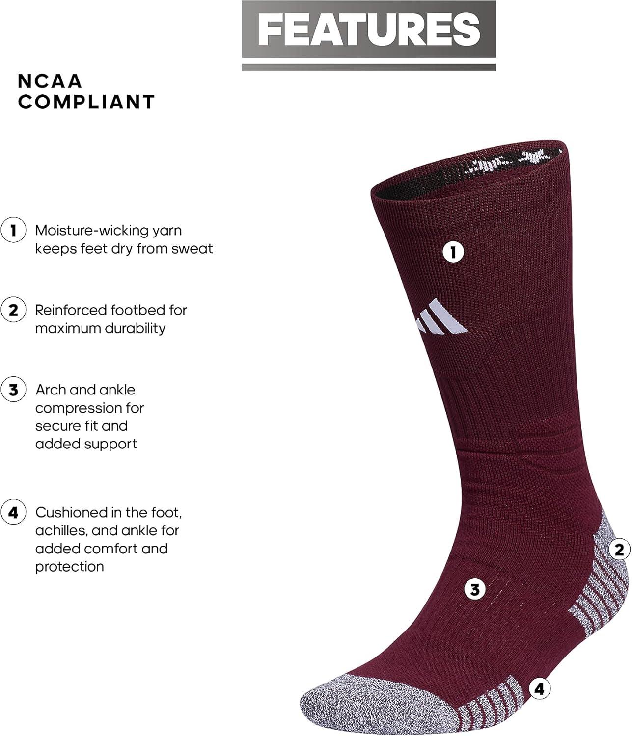 imageadidas 5Star Football Crew Socks for Mens and Womens Sports Soccer Volleyball 1PackMaroonWhite20