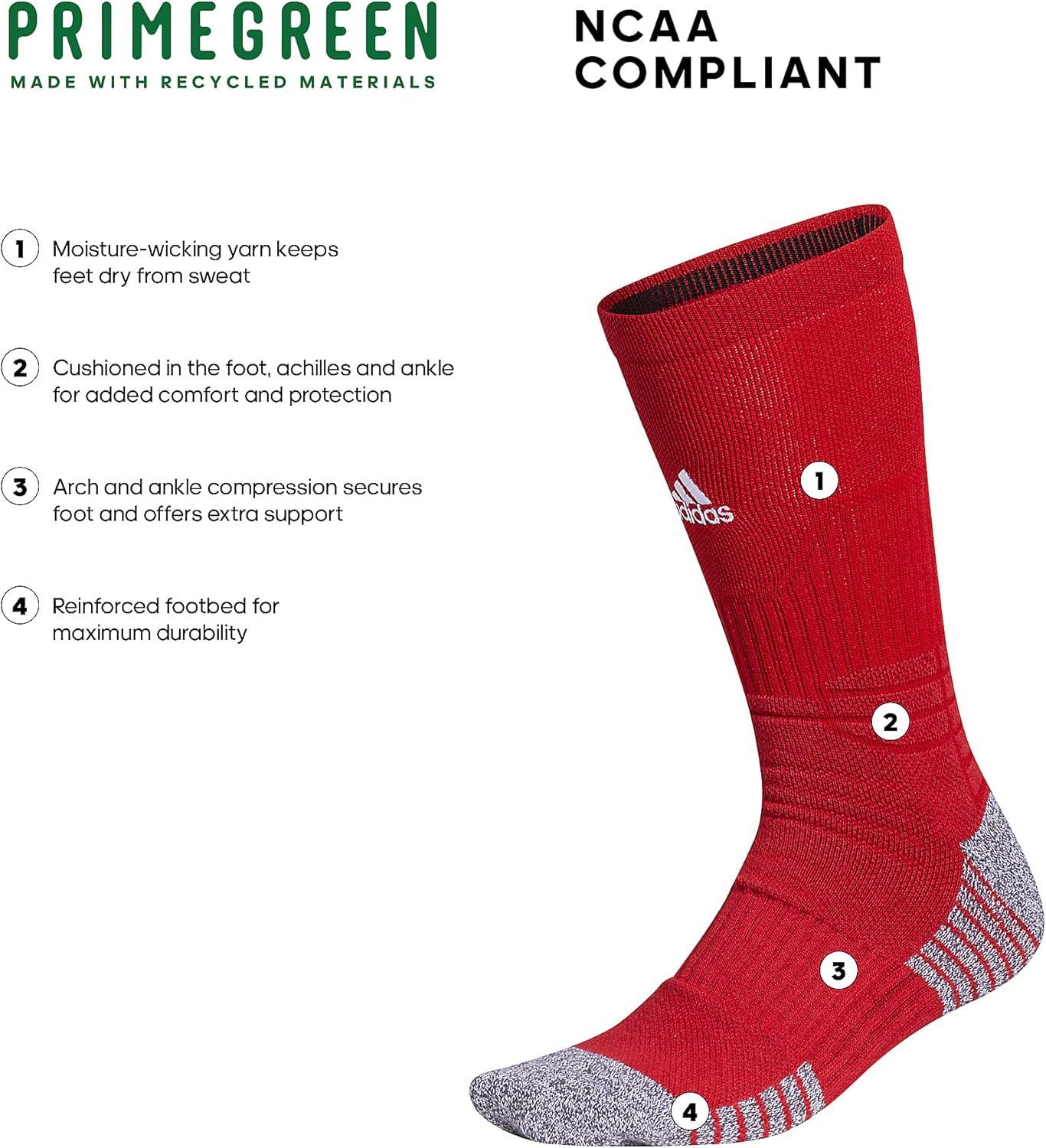 imageadidas 5Star Football Crew Socks for Mens and Womens Sports Soccer Volleyball 1PackPower RedWhite